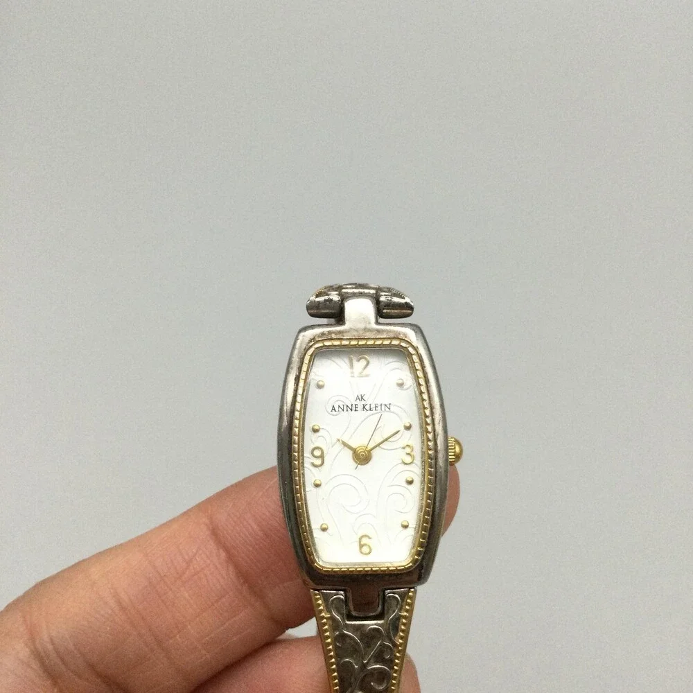 Anne Klein Womens Watch 17mm White Dial Two Tone Bangle New Battery 6.75